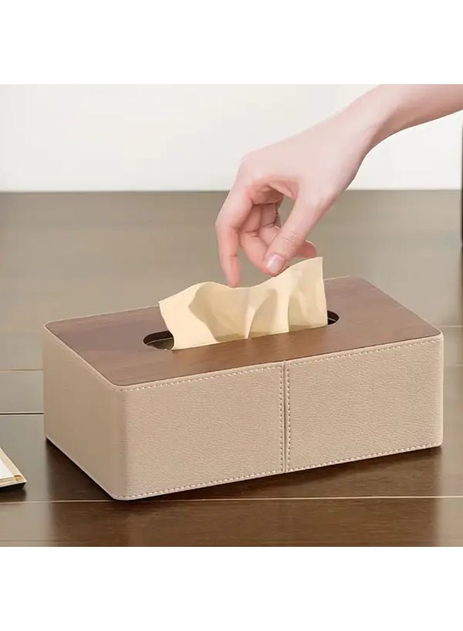 Modern Rectangular PU Leather Tissue Box Holder With Hidden Cover For Home Office Car - Image 5